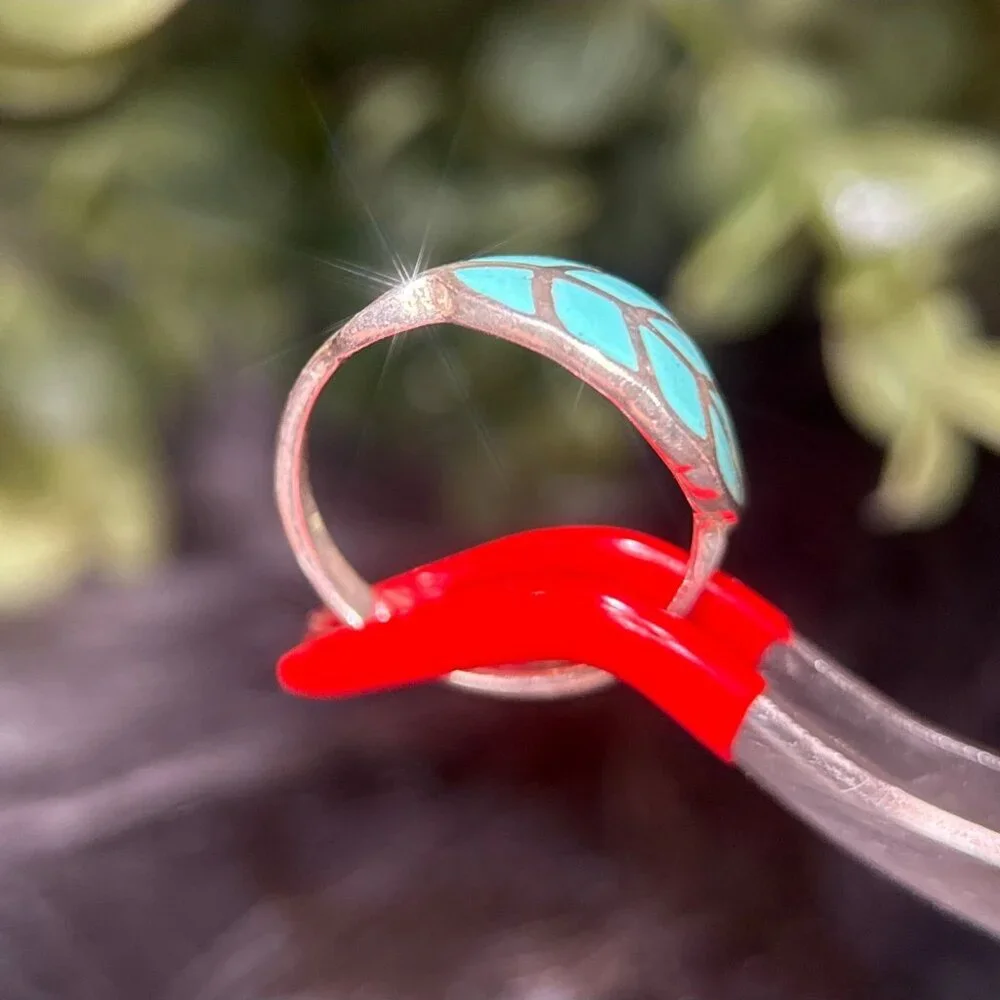 Silver‎ 925 Petite Enamel Leaf Ring